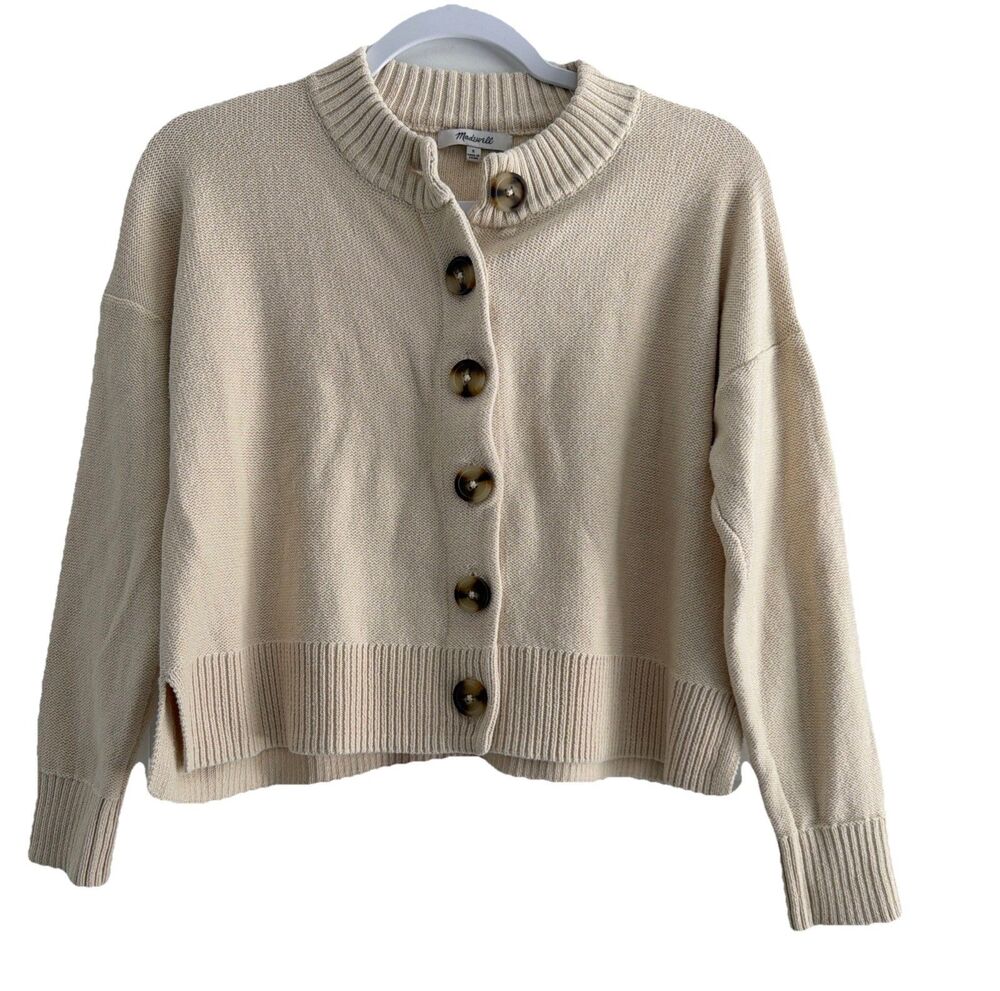 Womens Madewell beige Cream button down sweater sz Small